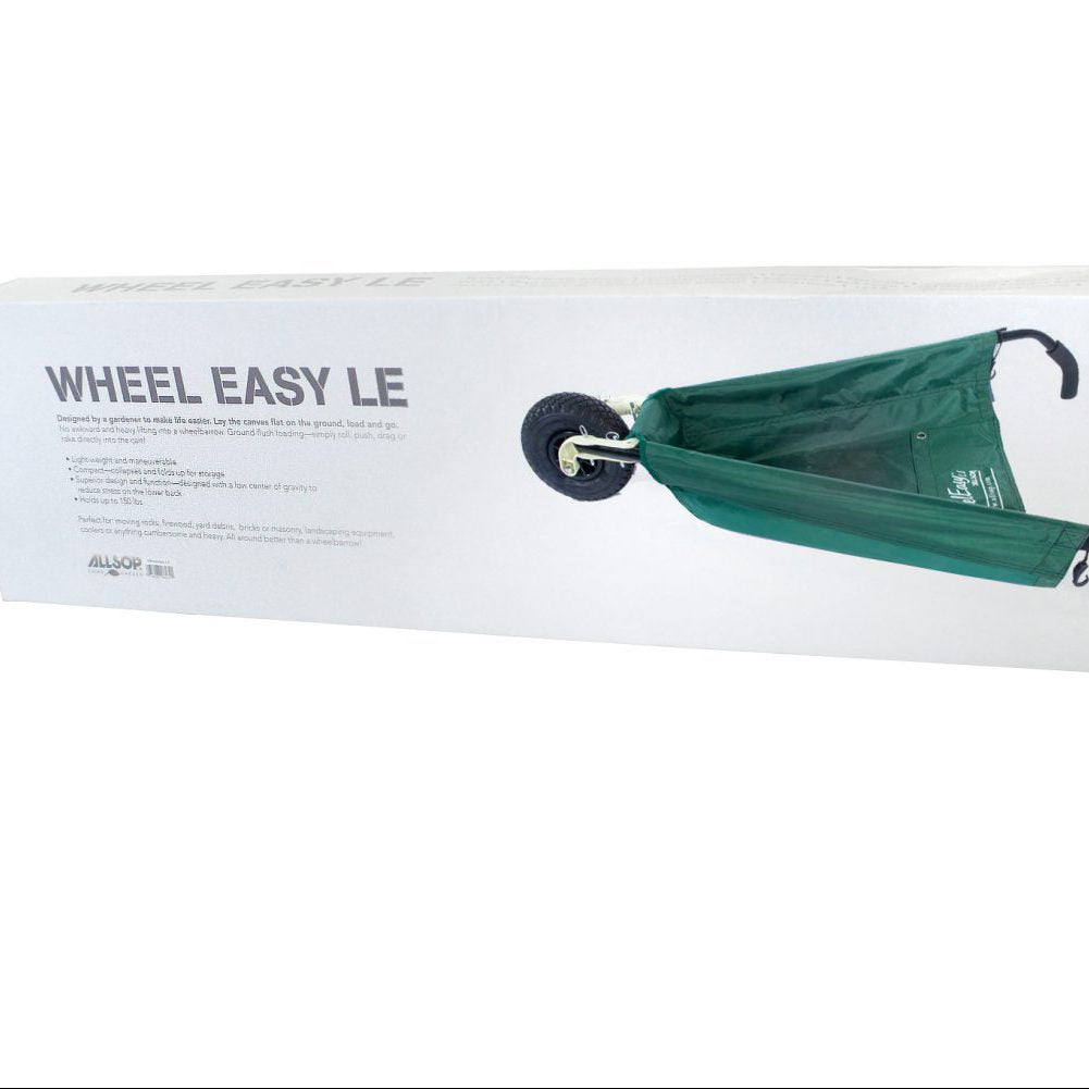 Allsop Home & Garden WheelEasy LE foldable garden cart wheelbarrow with sturdy handles and large wheels for outdoor gardening tasks.