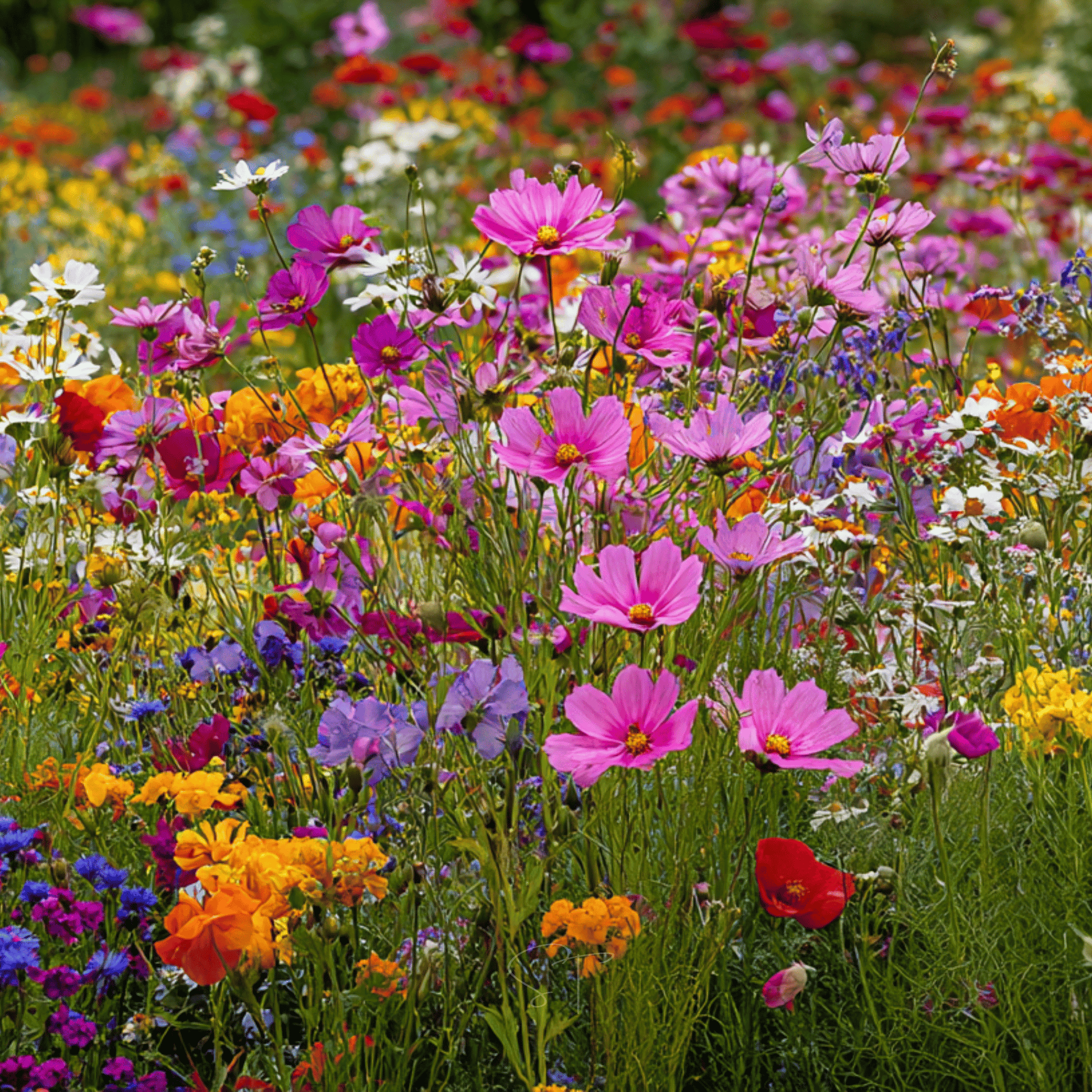 Southern Seeds annuals wildflower seed mix with 20 varieties and 1,000 seeds in a packet, ideal for colorful garden blooms.