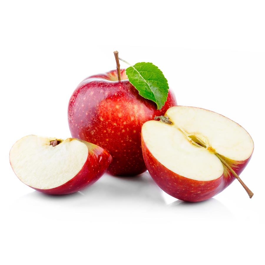 Assorted fresh apples in a fruit and vegetable bucket from Heaven's Harvest, part of a 12-pack emergency survival food kit.