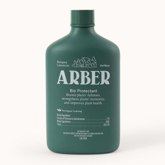 Organic Bio Protectant by Arber, natural plant-based spray in a clear bottle with a spray nozzle, designed for plant protection.