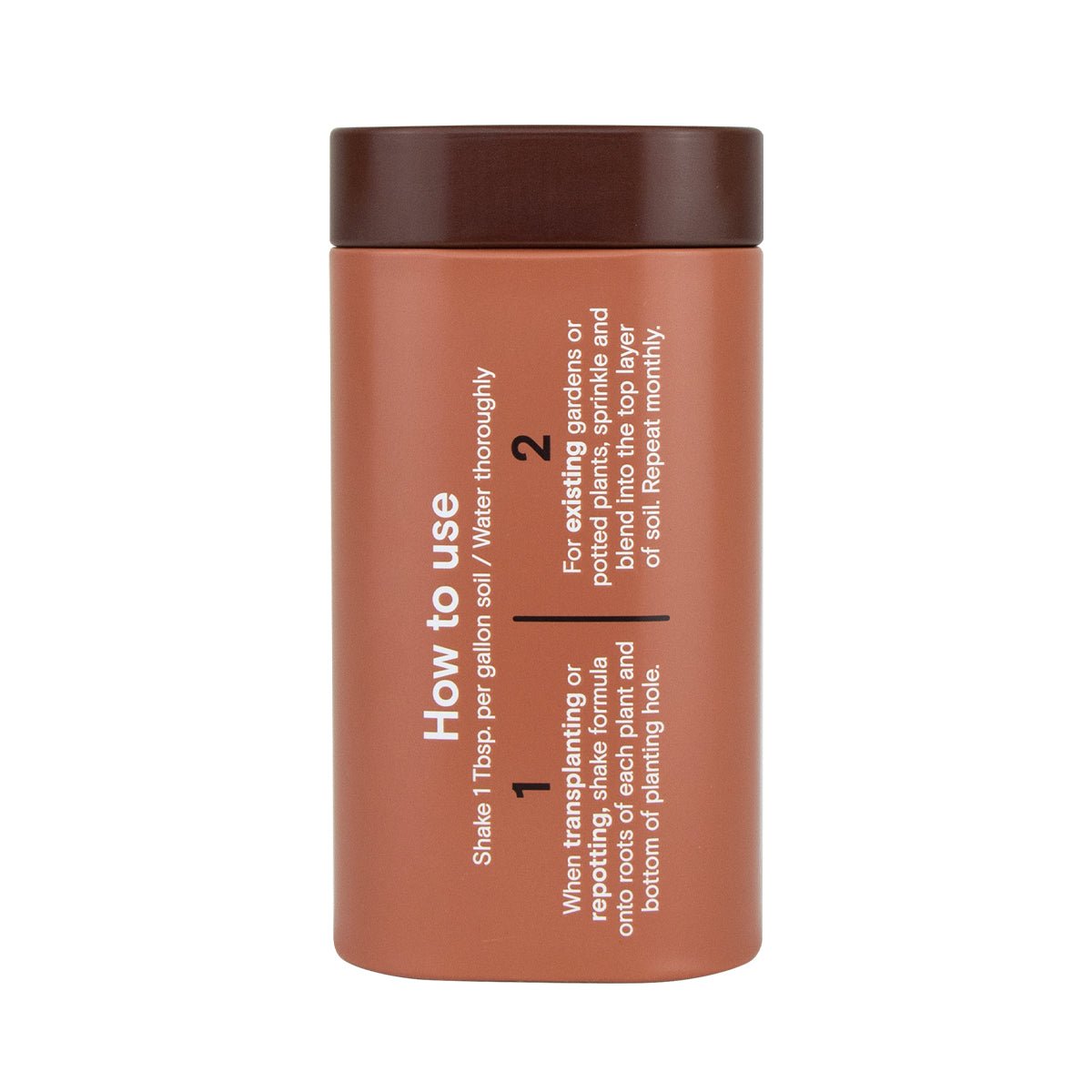 Organic Soil and Root Boost by Arber, a container of natural plant fertilizer with organic ingredients for healthy roots.
