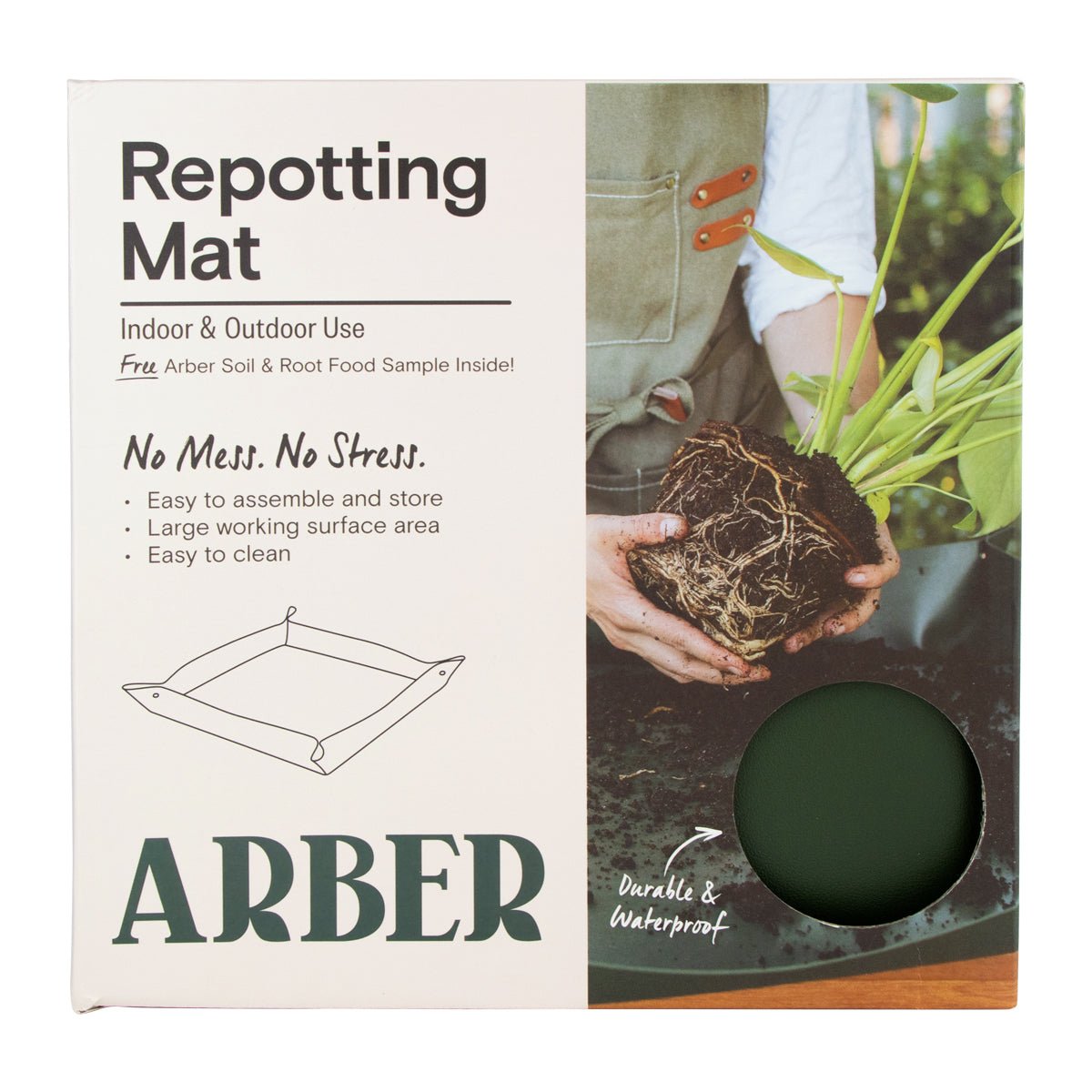 Arber repotting mat in gray, designed for plant repotting with a soft, non-slip surface for easy workspace organization.