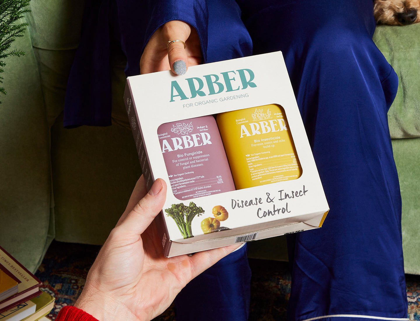 Arber Organic Disease and Insect Control Starter Kit with bottles of organic pest and disease control solutions on a white background.