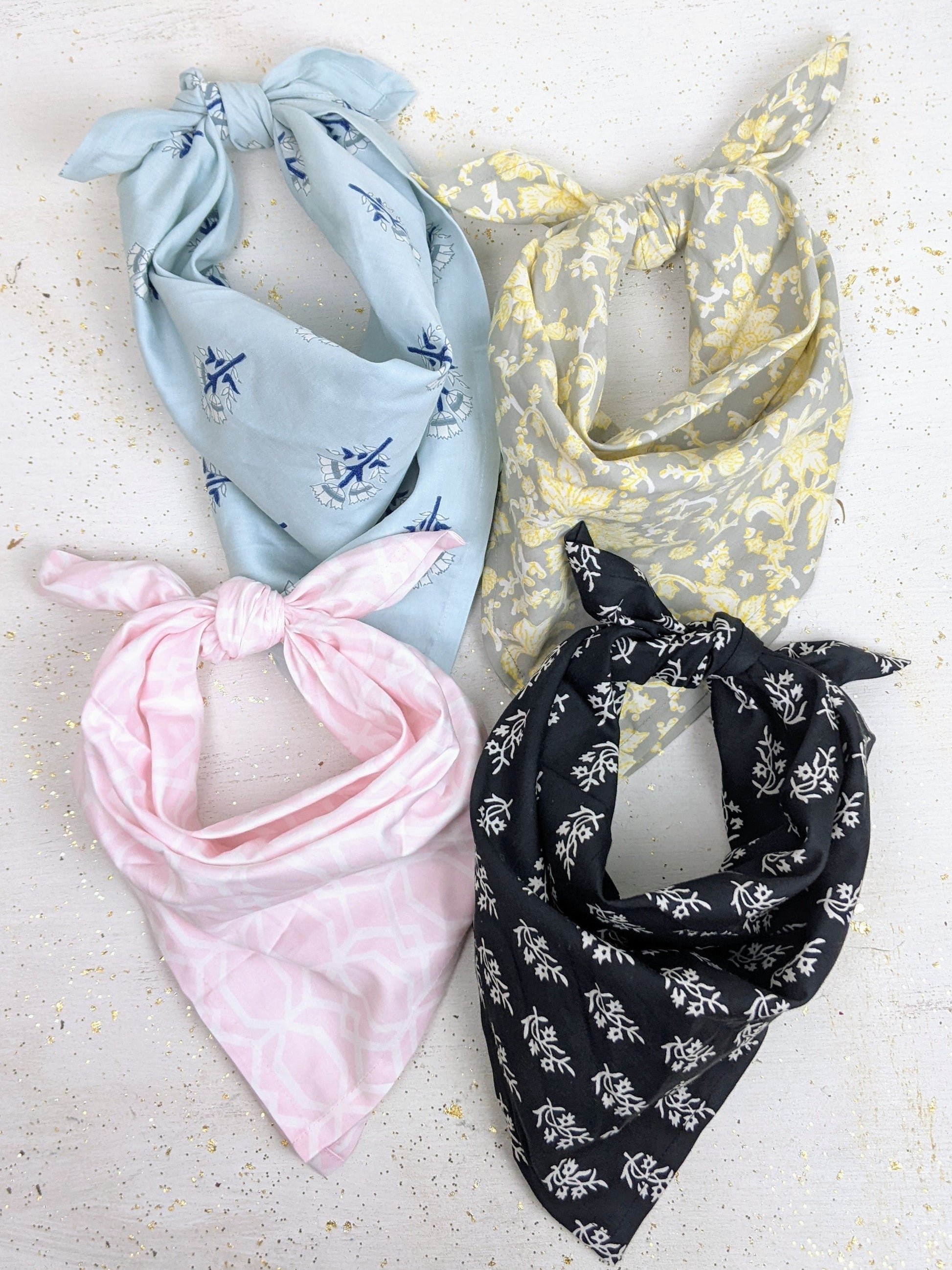 Navy organic cotton bandana by Ash & Rose featuring a classic square design with soft, breathable fabric.
