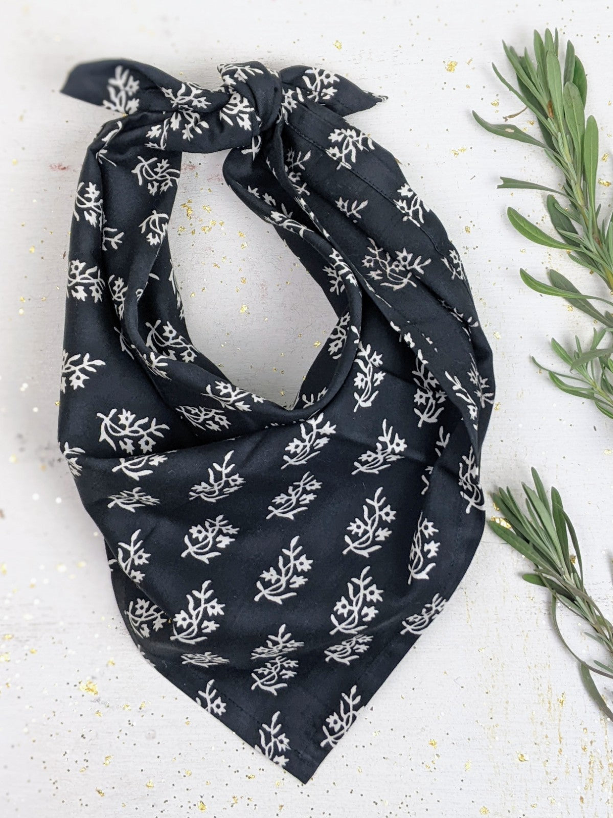 Navy organic cotton bandana by Ash & Rose featuring a classic square design and soft, breathable fabric.