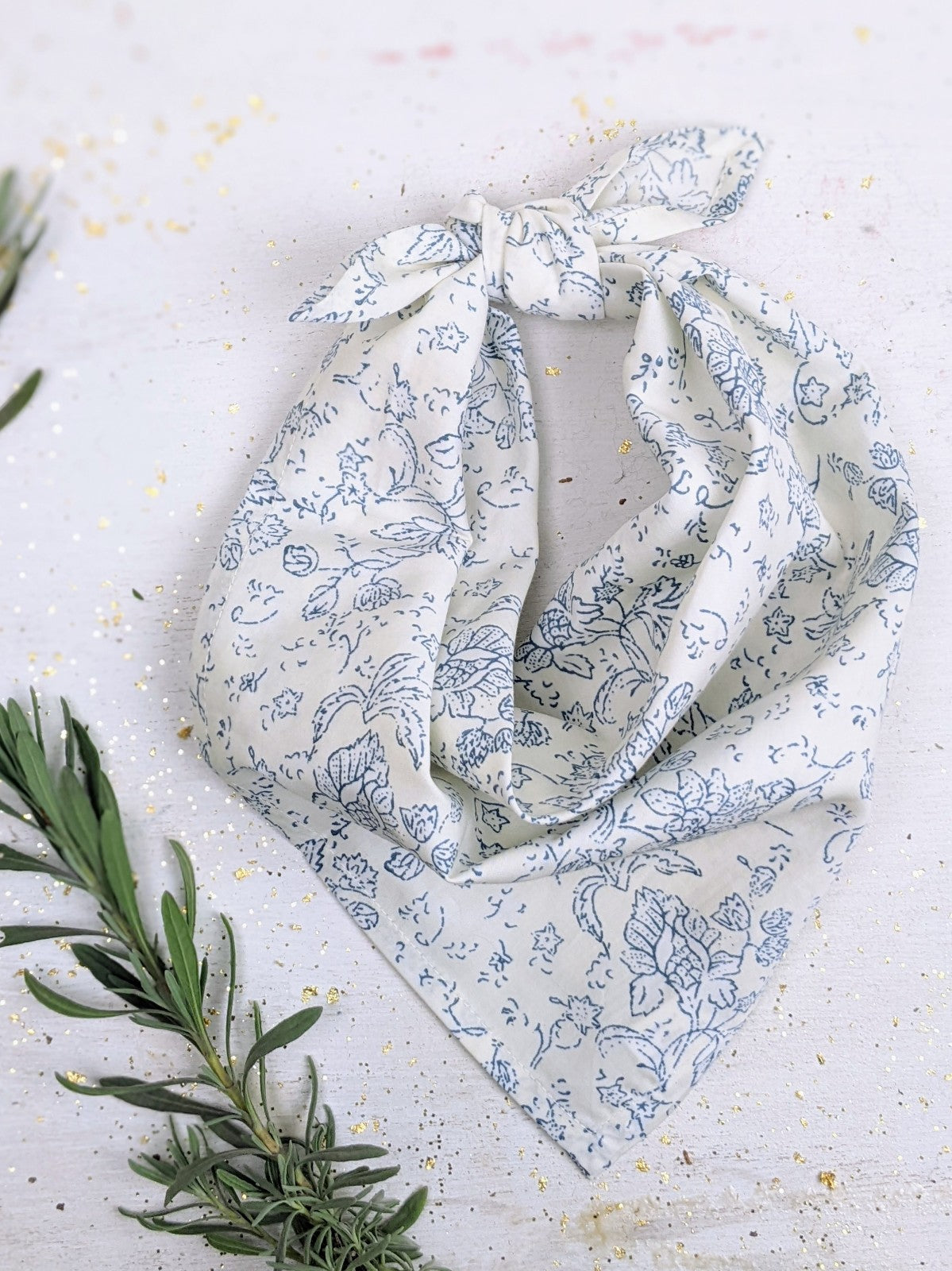 Navy organic cotton bandana by Ash & Rose featuring a classic square design and soft, eco-friendly fabric.