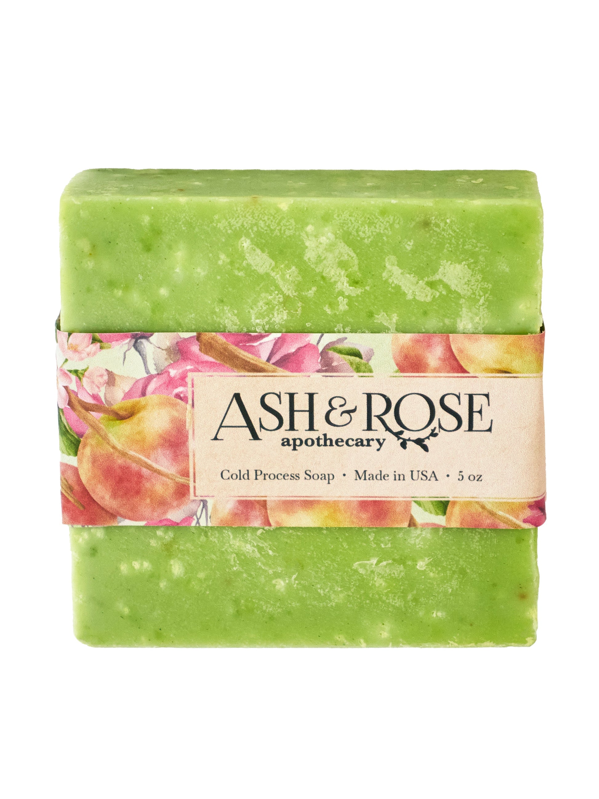 Ash & Rose Apple Rose Soap Scrub Bar, natural bar soap with apple and rose ingredients, shown with a smooth, rounded soap bar.