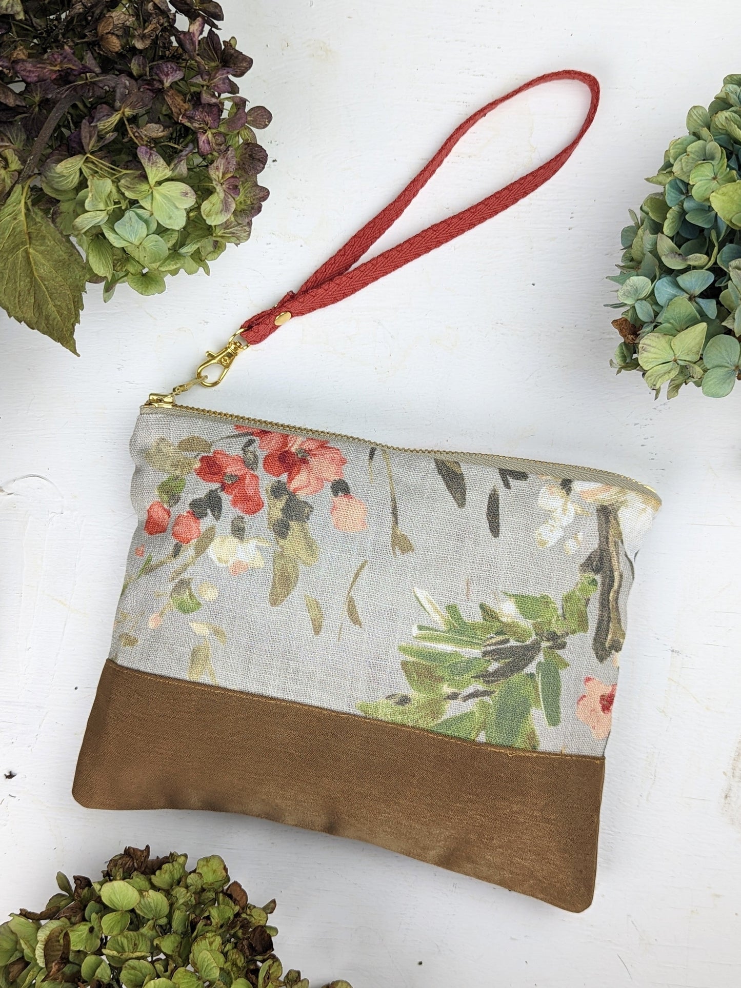 Dusty blue Ash & Rose antique roses handbag, stylish leather purse with floral embroidery and elegant design.