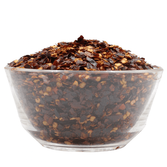 Crushed organic red pepper from Country Life Natural Foods, fresh and vibrant spice for herbs, seasonings, and cooking.