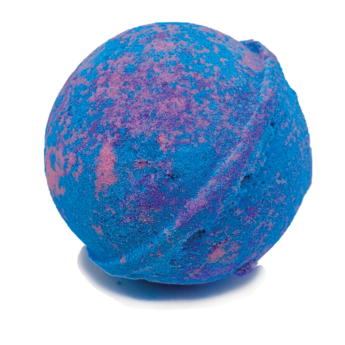 Colorful bath bomb with rainbows and unicorns design by Evolve Botanica, showing vibrant details and whimsical patterns.