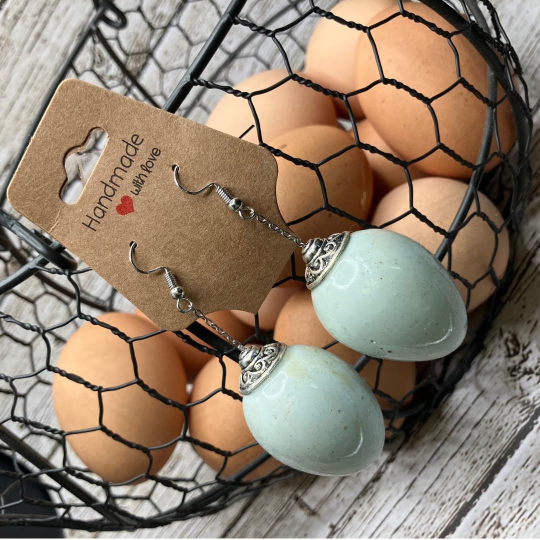 Celadon quail egg earrings by Quailkeeper, featuring delicate quail eggs with elegant design, crafted by Quailz.com by Undique LLC.