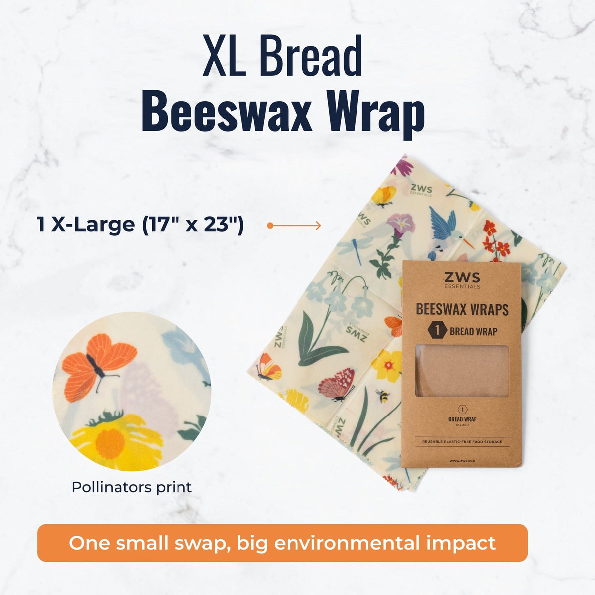 Colorful beeswax wraps with pollinator pattern, designed for plastic-free bread and food storage by ZeroWasteStore.com