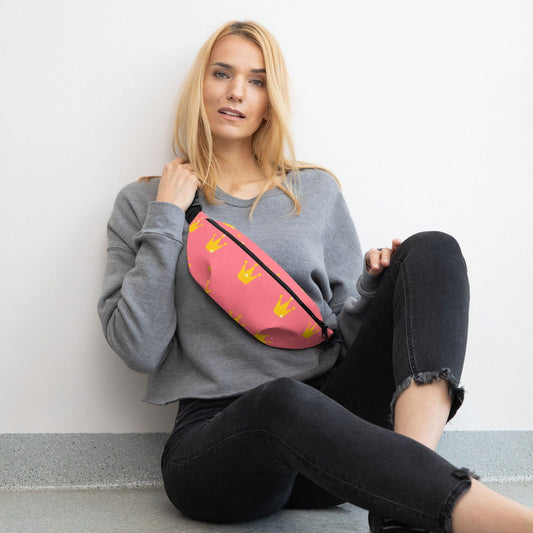 Custom-designed Blessings Grow Meadows fanny pack featuring a daughter to the king crown design, perfect for stylish, practical wear.