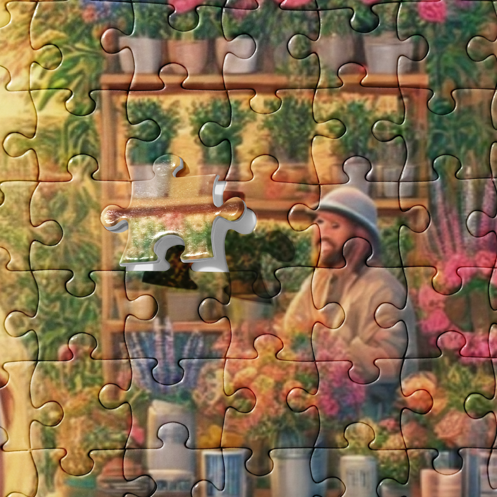 AI-created Farm Life Jigsaw Puzzle by Blessings Grow Meadows featuring a detailed farm scene with barns, animals, and rural landscape.