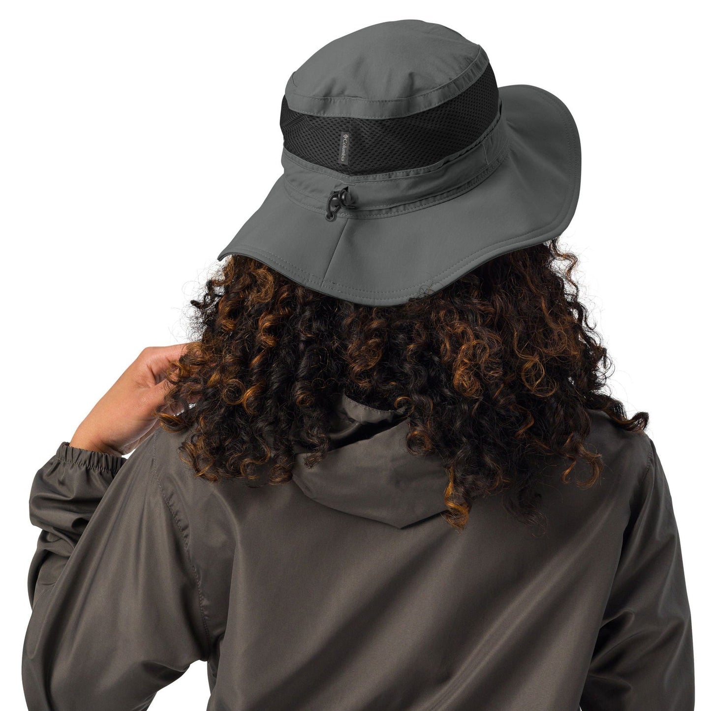 Blessings Grow Meadows Columbia Boss Booney Hat in collegiate navy with BGM-designed logo, lightweight sun protection for outdoor wear.