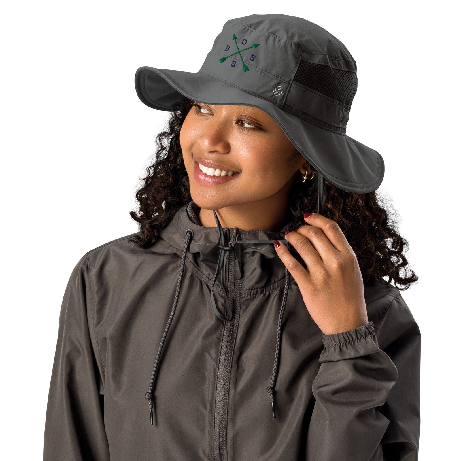 Blessings Grow Meadows Columbia Boss Booney Hat in collegiate navy, BGM designed, featuring wide brim and casual outdoor style.