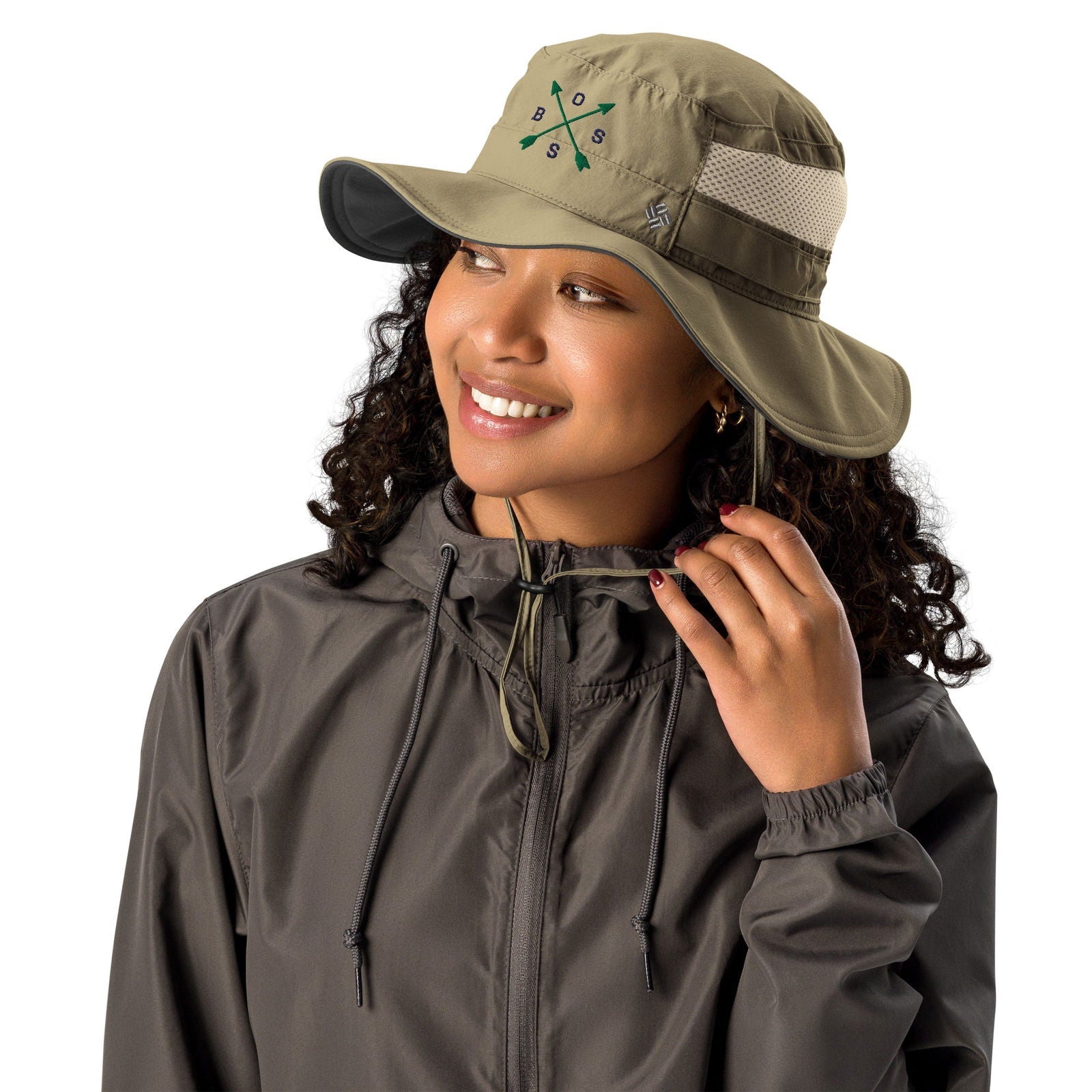 Blessings Grow Meadows Columbia Boss Booney Hat in collegiate navy, BGM designed, featuring wide brim and casual outdoor style.