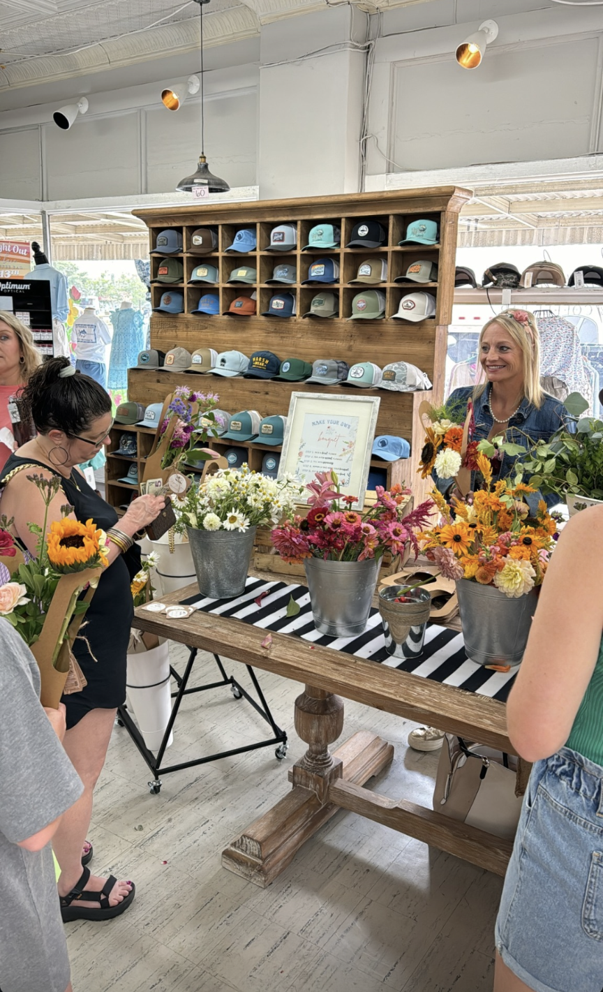 DIY Boom Bar with fresh cut flowers from Blessings Grow Meadows for making your own bouquet at a baby shower or event in Metter, GA.
