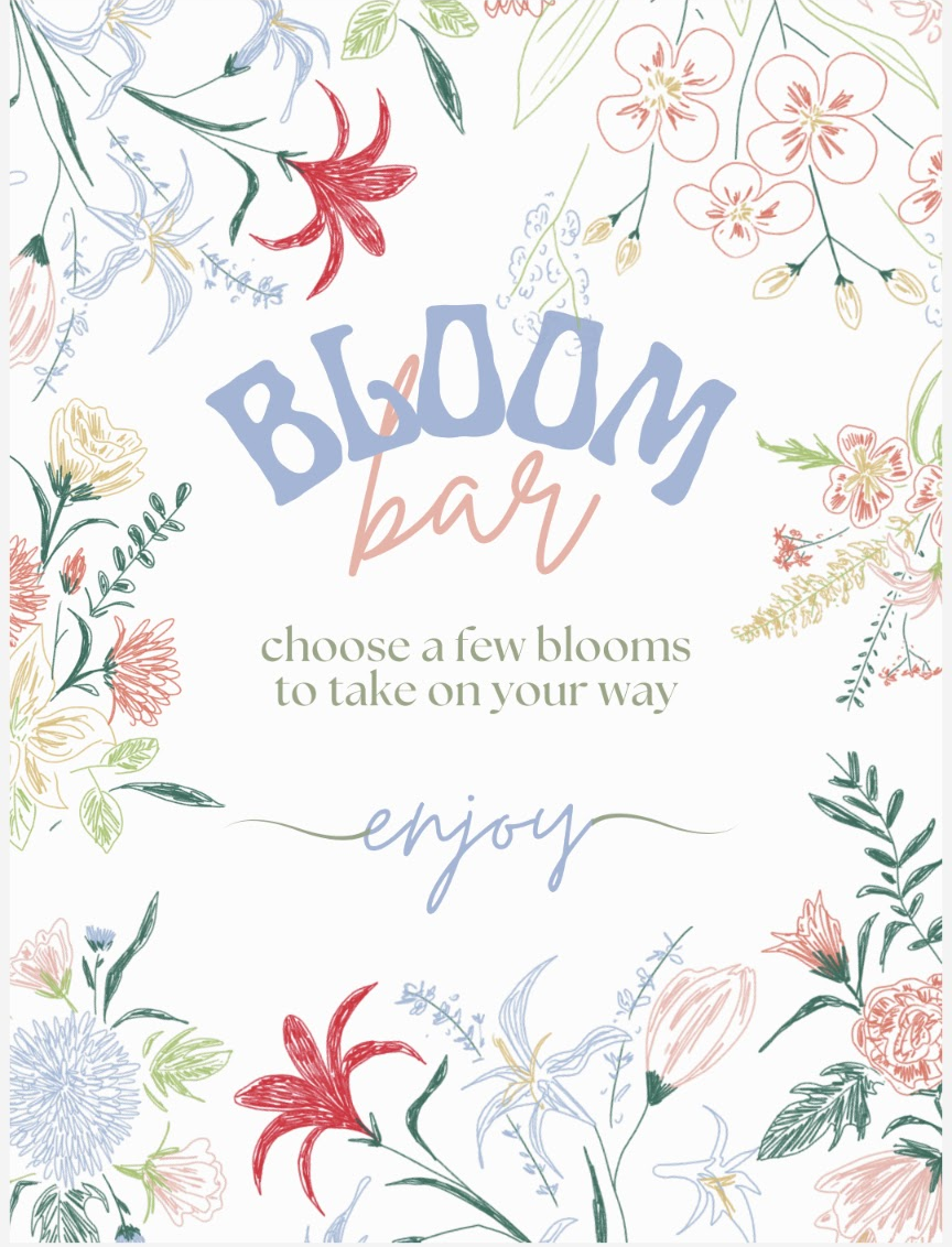 DIY Boom Bar with fresh cut flowers for making your own bouquet at Blessings Grow Meadows in Metter, GA, for events and celebrations.