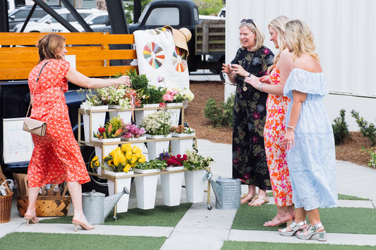 DIY Boom Bar with fresh cut flowers from Blessings Grow Meadows for a make-your-own bouquet event in Metter, GA.