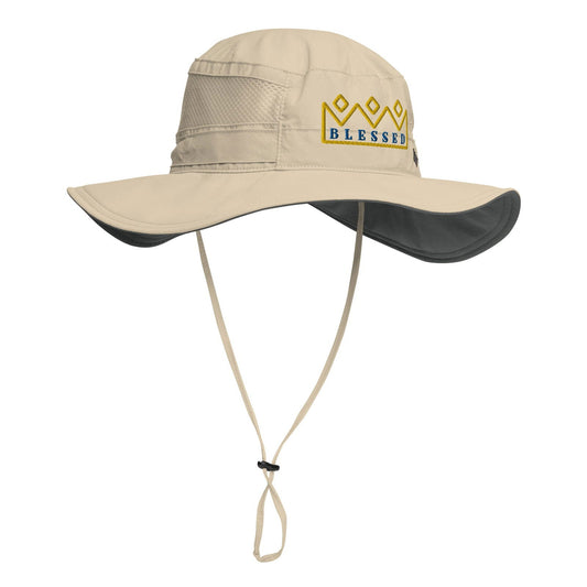 Blessings Grow Meadows Columbia Blessed Booney Hat in collegiate navy, designed by BGM, featuring a wide brim and adjustable strap.