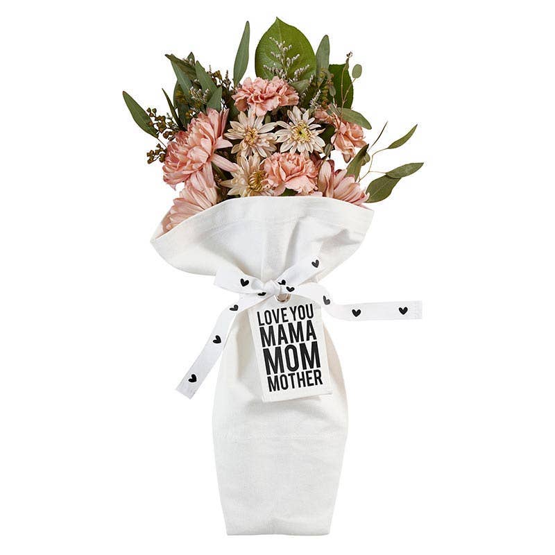 Blessings Grow Meadows Merch & More Bouquet Bag Mama, a stylish floral accessory bag with a natural design.