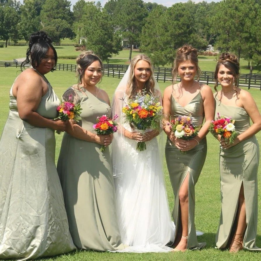 Multicolor fresh-cut DIY event flowers and greenery in bloom buckets from Blessings Grow Meadows for pick-up in Metter, GA.