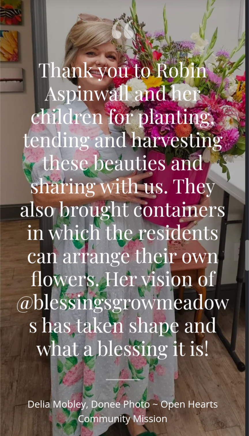 Fresh cut flowers and event display for Blooms 4 Good Donations and Bloom Bar Fundraisers by Blessings Grow Meadows.