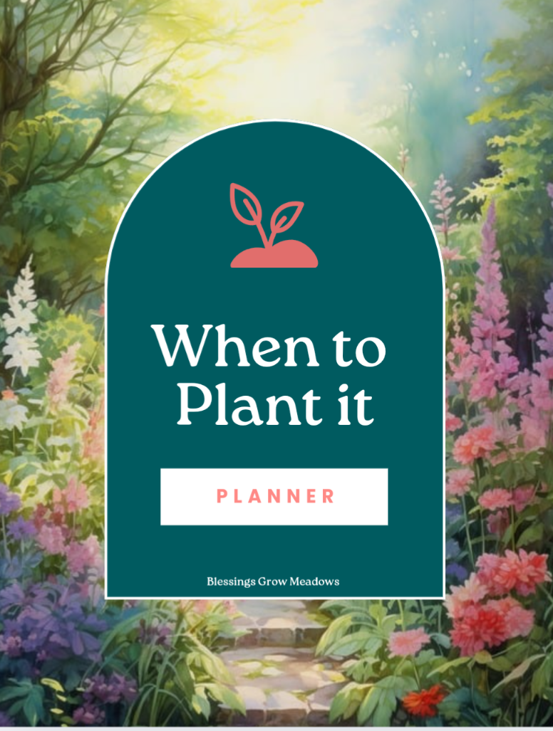 Blessings Grow Meadows Merch & More gardening supporter ebook download, featuring garden tools and helpful gardening tips.