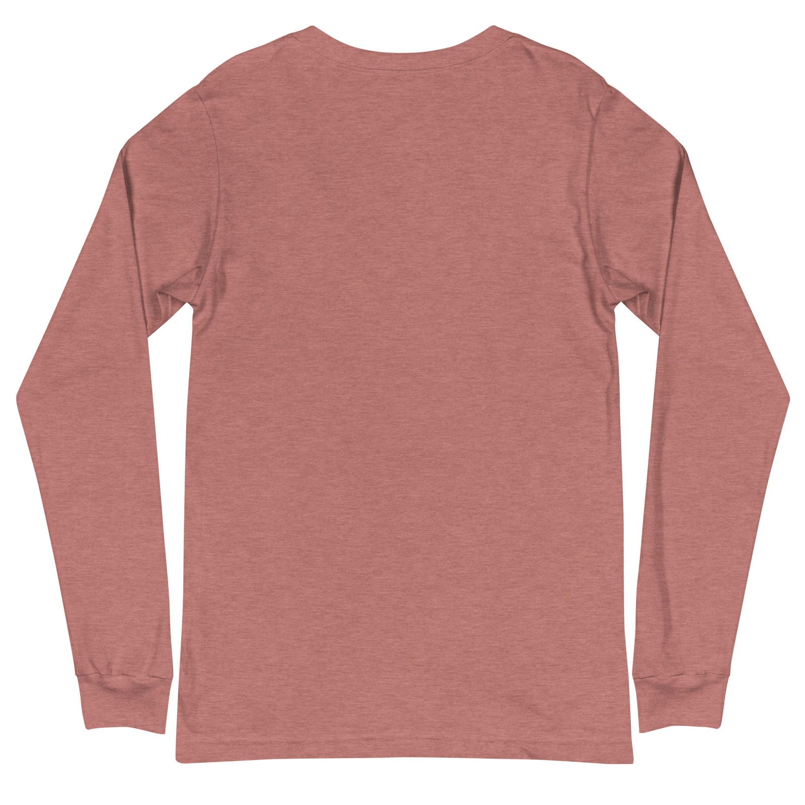 Unisex long sleeve Heather Mauve tee with Bella + Logo Blessings Grow Meadows branding, casual shirt for men and women.