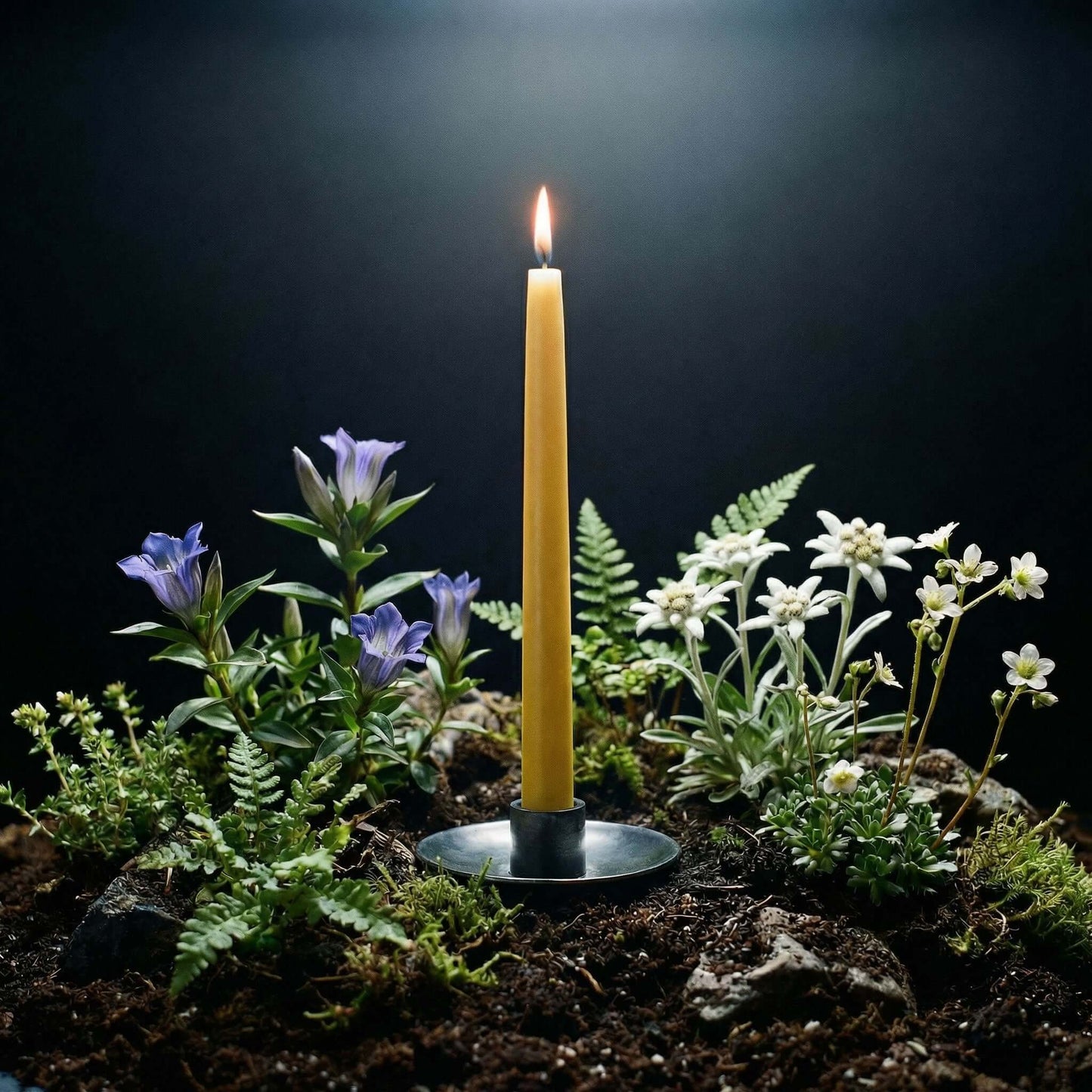 Bluecorn Candles hand-dipped beeswax taper candles with spring blooms, shown in a 4-pair bulk bundle for natural, elegant lighting.