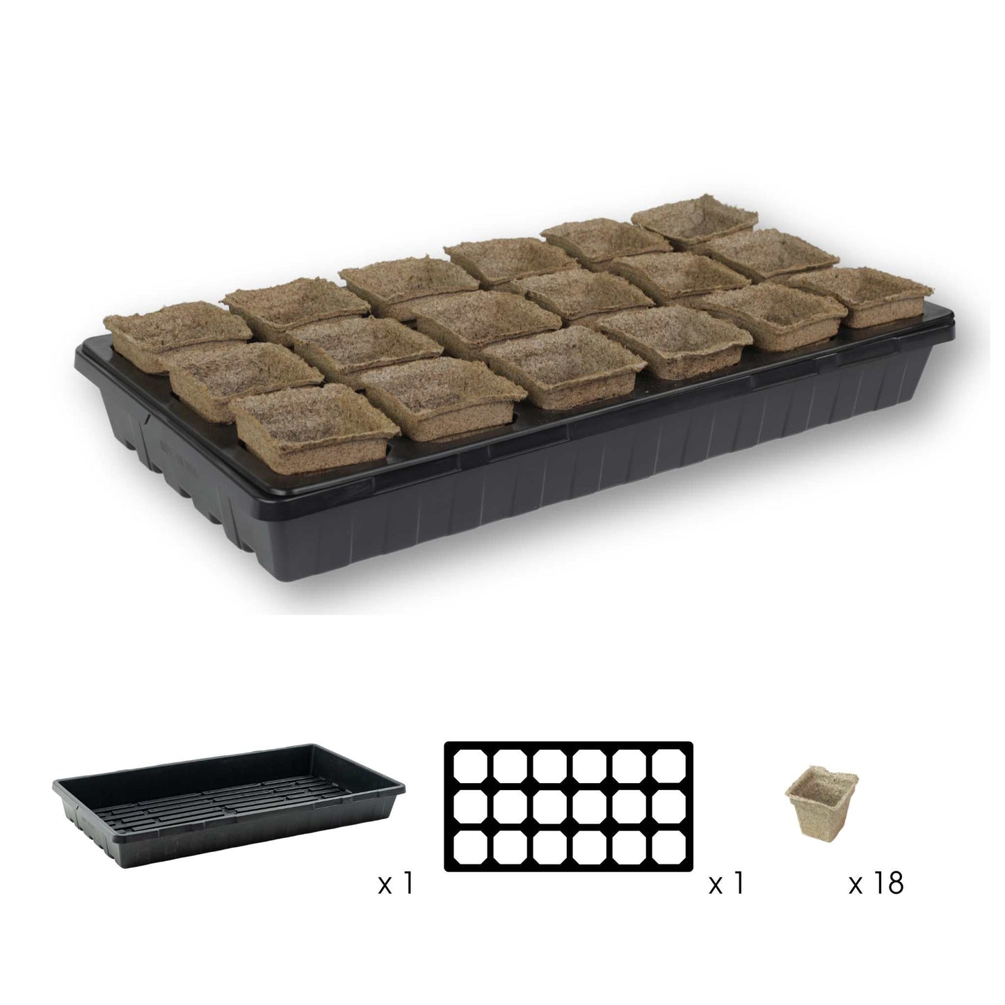 CowPots® Starter Kit by Bootstrap Farmer with biodegradable pots and gardening accessories for seed starting and plant propagation.