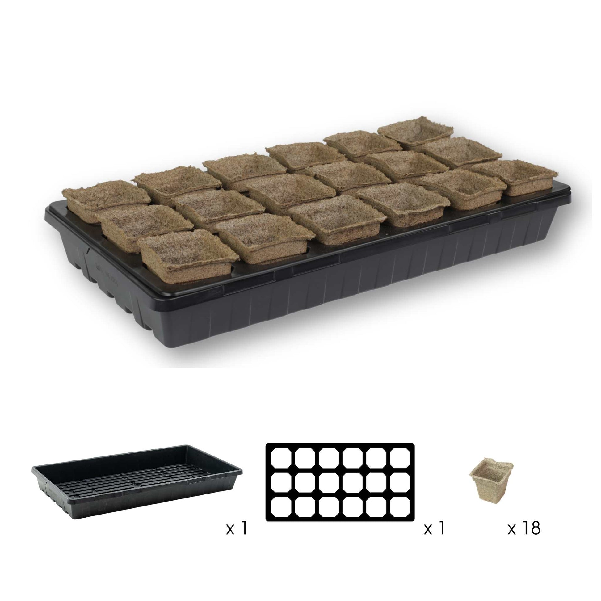 CowPots® Starter Kit by Bootstrap Farmer with biodegradable pots and gardening accessories for seed starting and plant propagation.