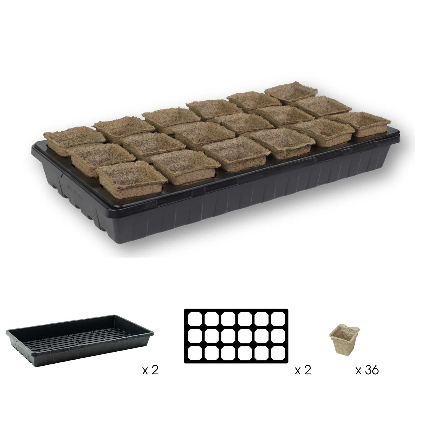 CowPots® Starter Kit by Bootstrap Farmer with biodegradable seedling pots and gardening tools for eco-friendly planting.