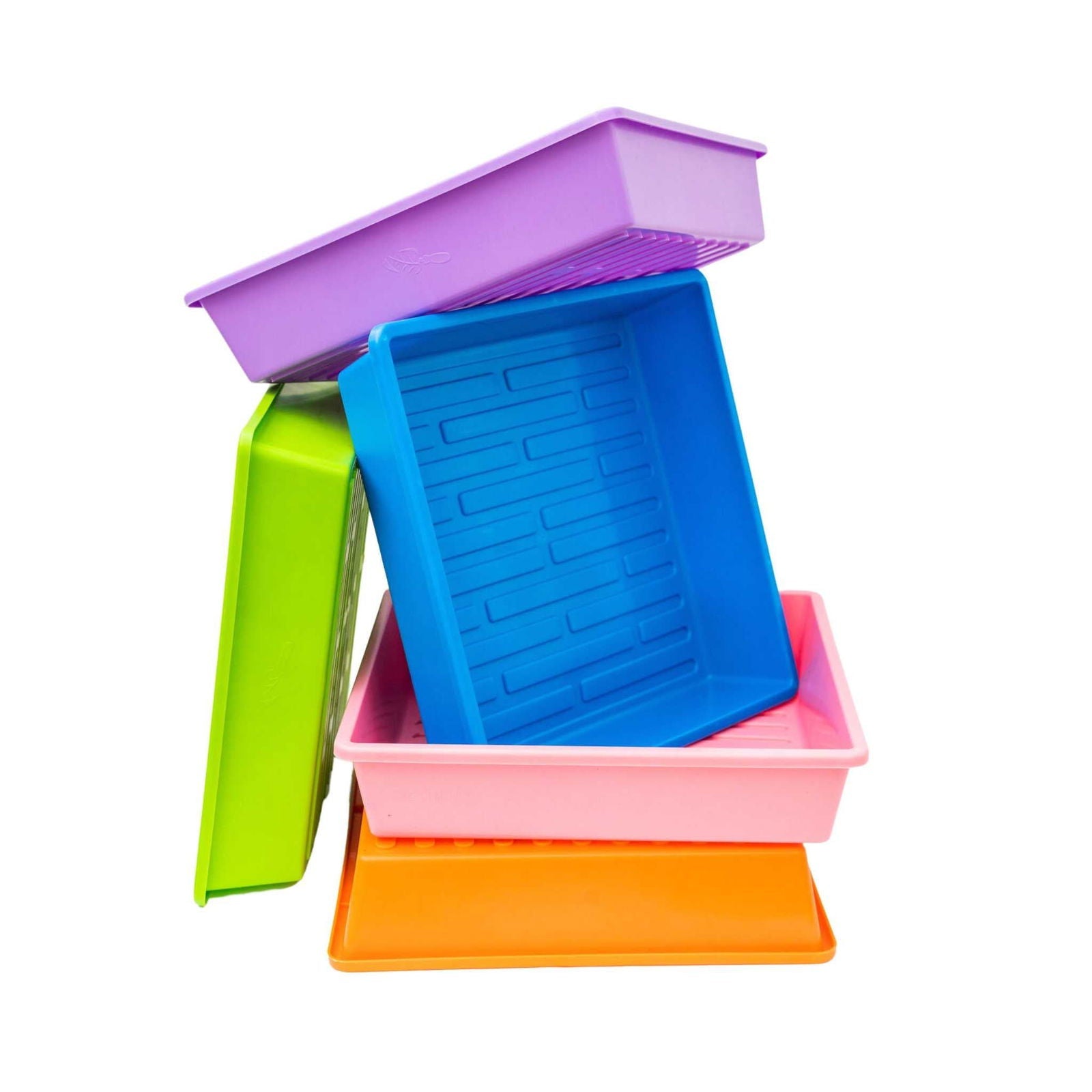 Black Bootstrap Farmer 1010 Trays with 2.5-inch depth, extra strength, featuring drainage holes for plant propagation and growing.