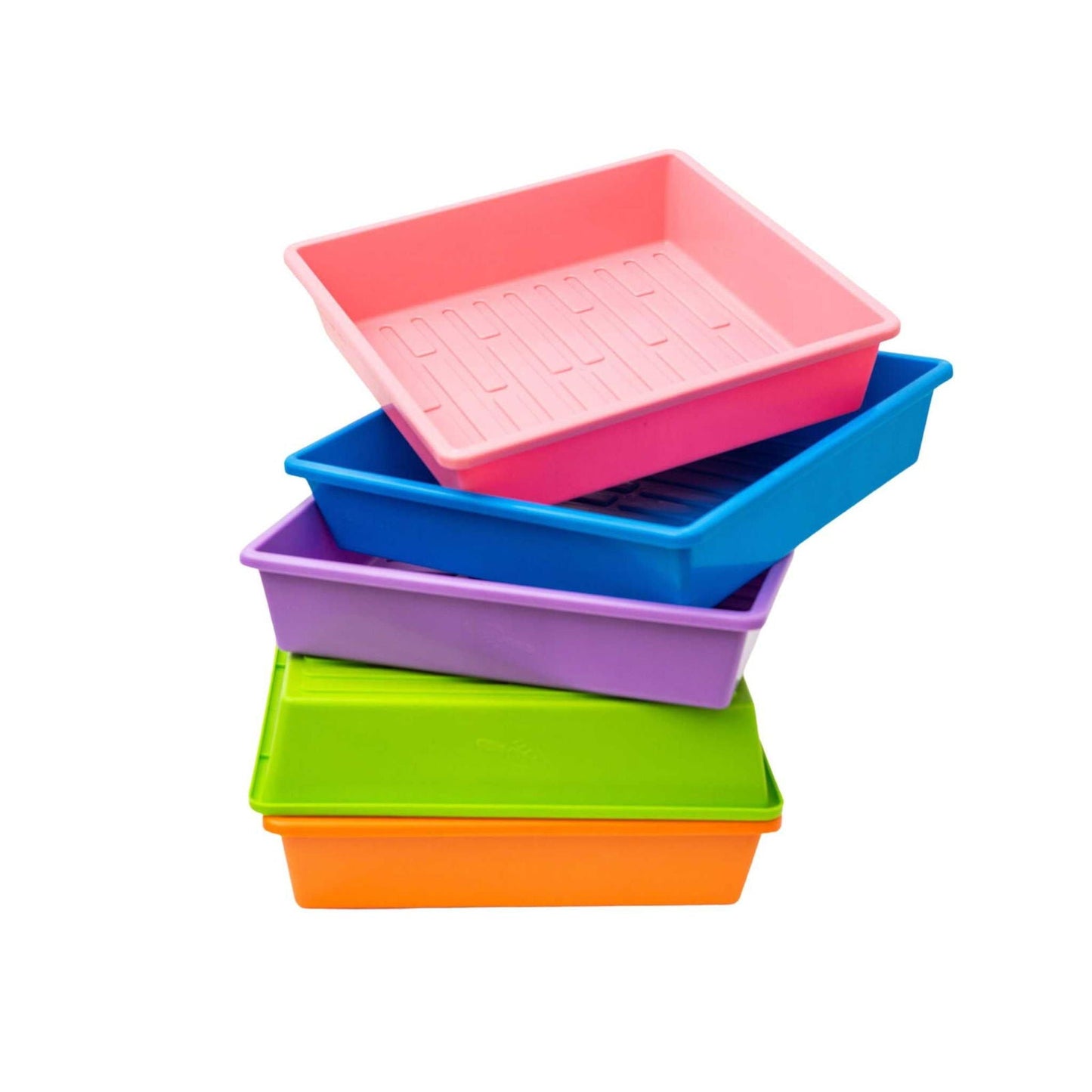 Black Bootstrap Farmer 1010 Trays with holes, 2.5-inch deep, extra strength for planting and propagation.