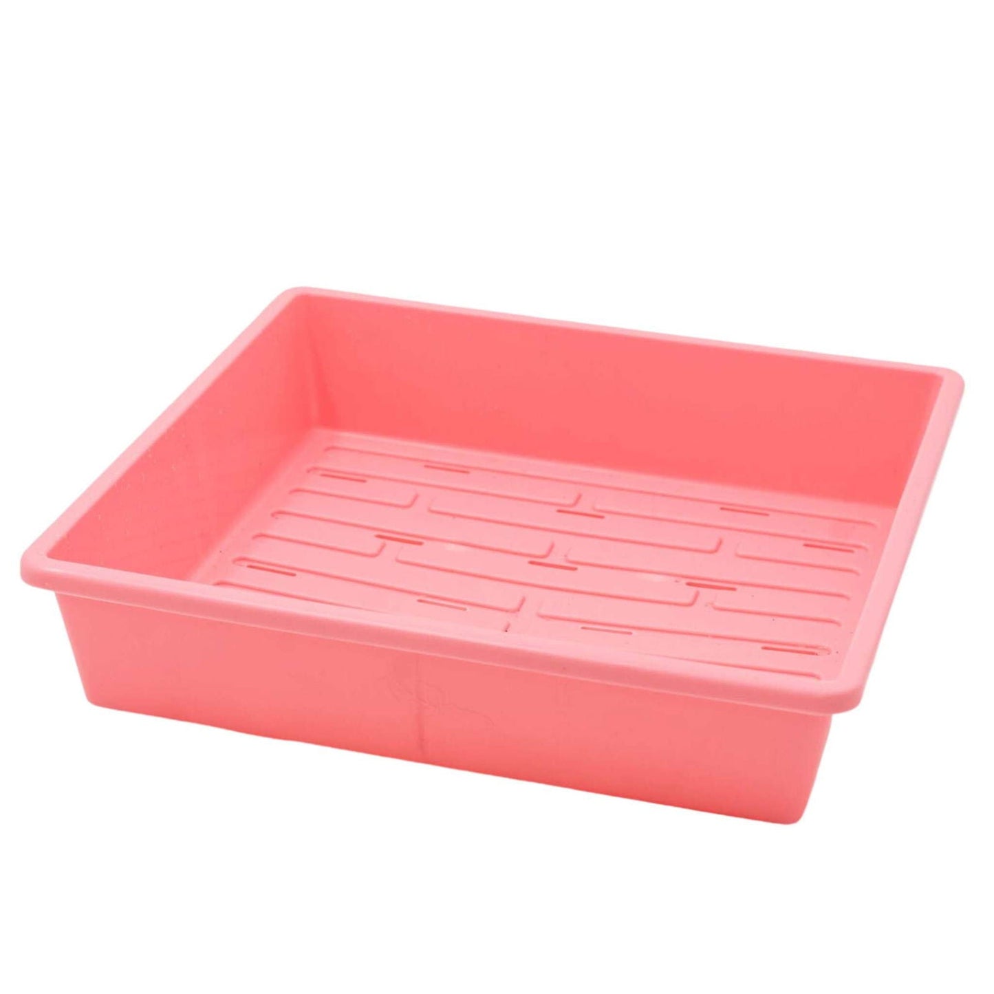 Black Bootstrap Farmer 1010 Trays with 2.5-inch depth, extra strength, featuring drainage holes for gardening or propagation.