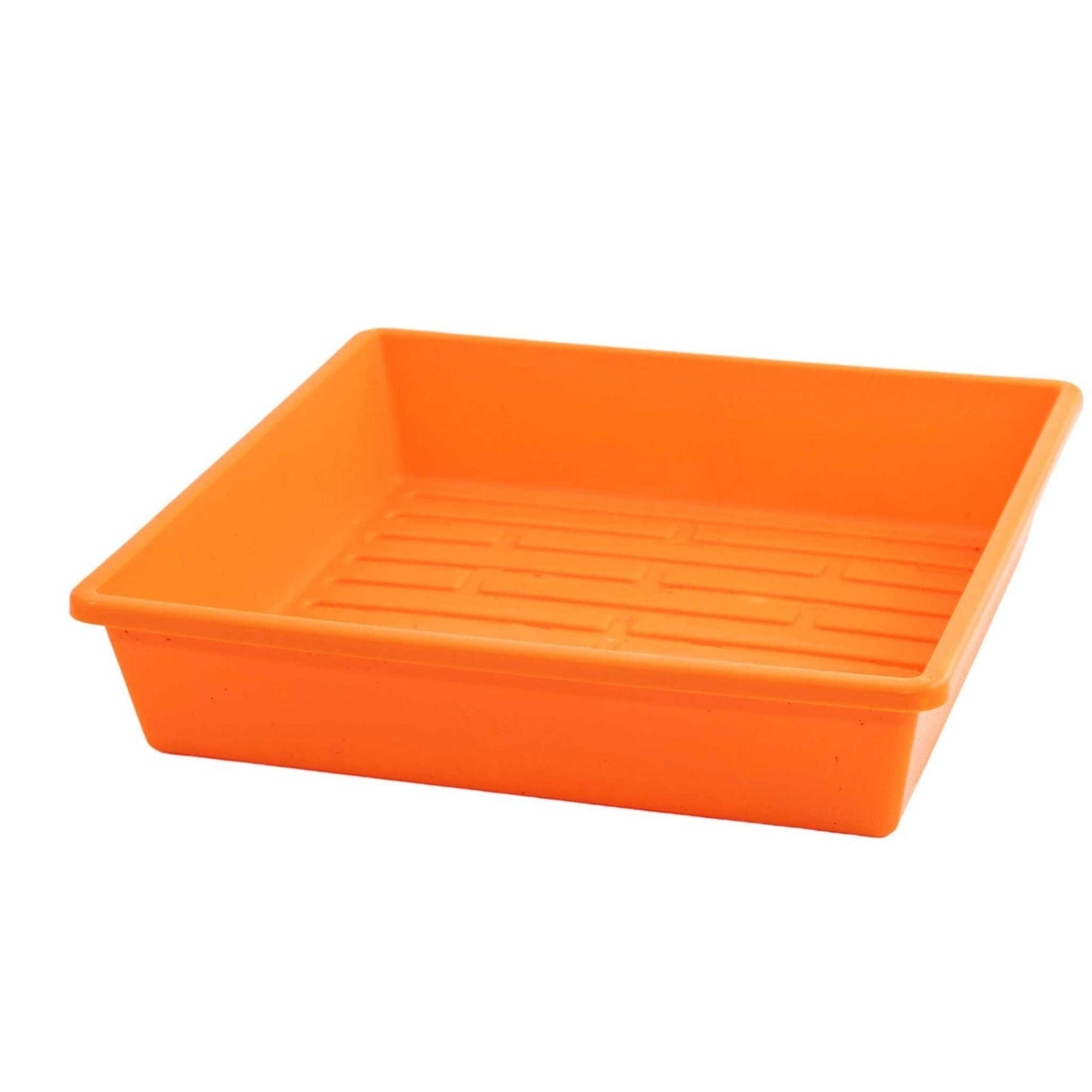 Black Bootstrap Farmer 1010 Trays with holes, 2.5-inch deep, extra strength for plant propagation and growing seedlings.