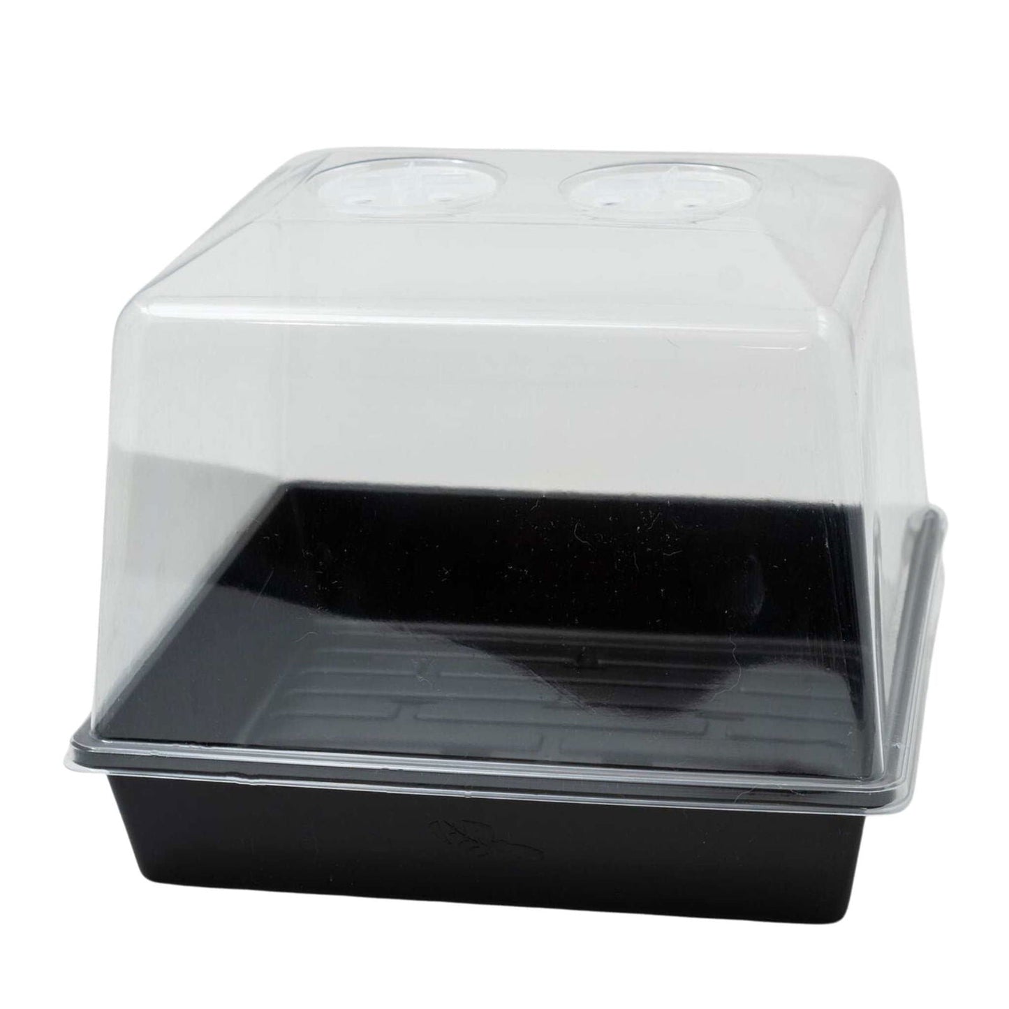 Black Bootstrap Farmer 1010 Trays with 2.5-inch depth, extra strength, featuring drainage holes for seed starting and propagation.