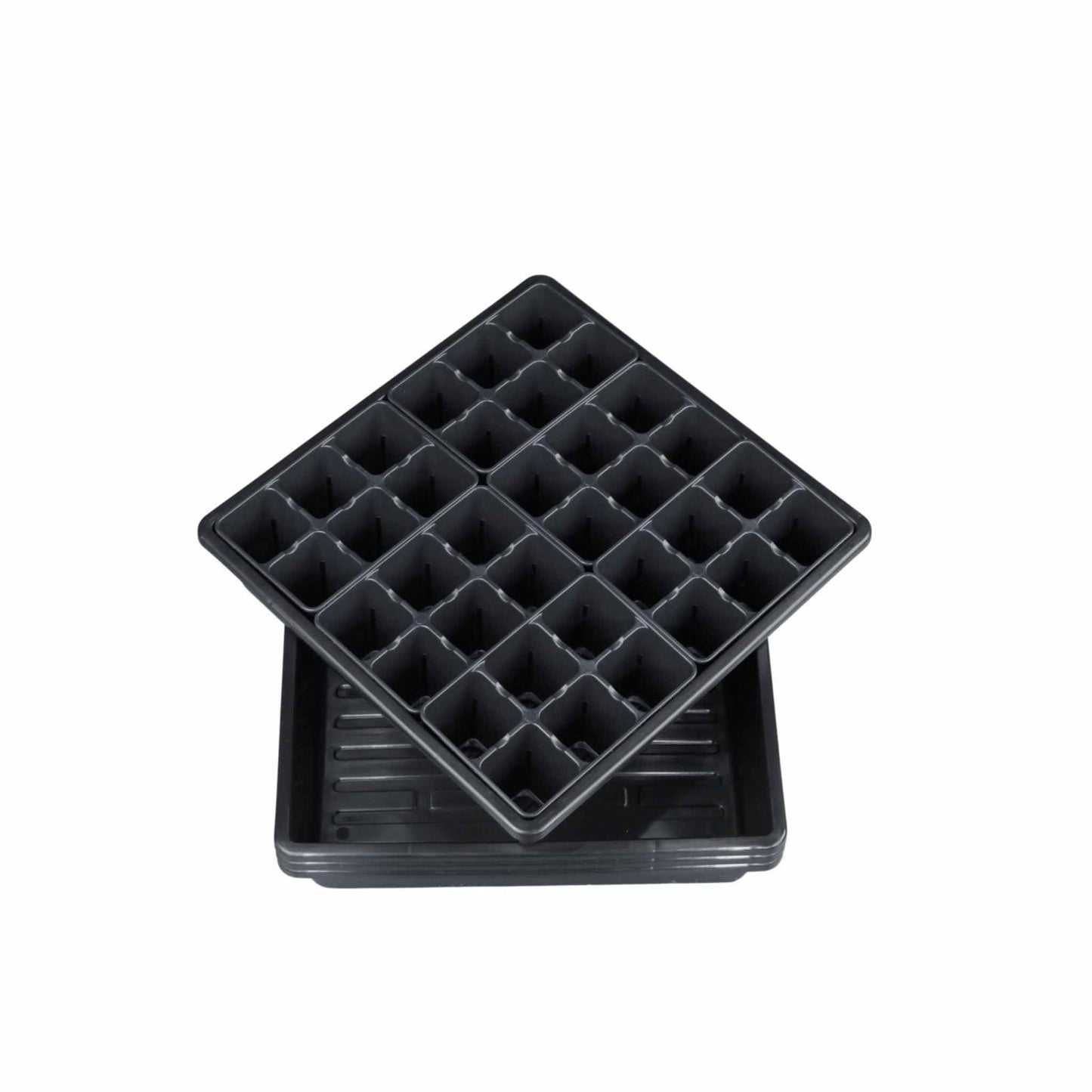 Blue Bootstrap Farmer 1010 seed starter trays with humidity domes, ideal for backyard gardening seed propagation.