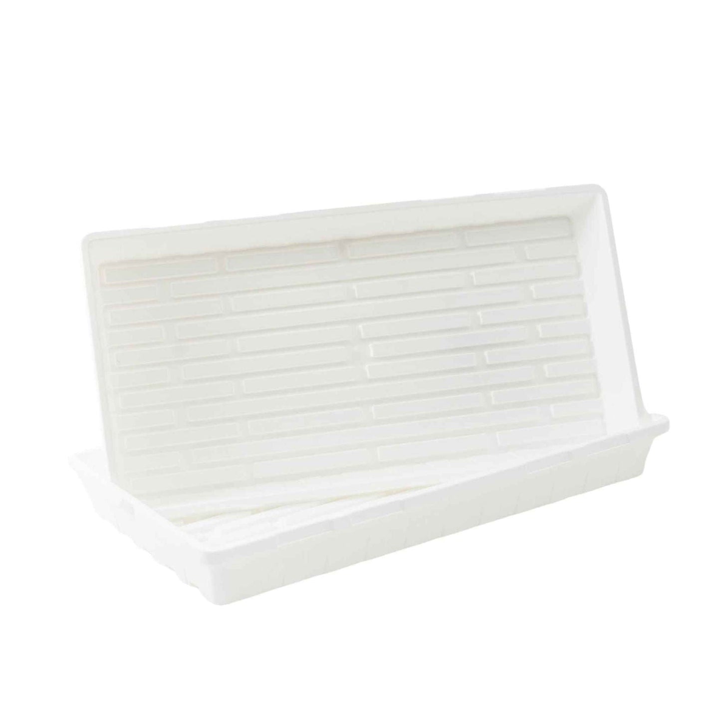 Black Bootstrap Farmer 1020 Extra Strength Trays for seed starting, featuring durable, hole-free design for reliable plant growth.