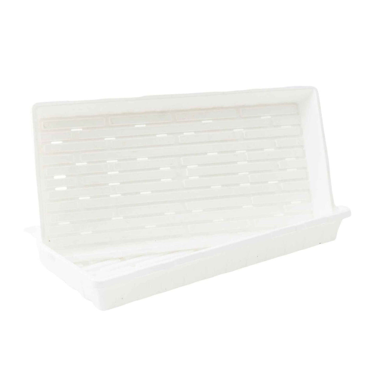 Black Bootstrap Farmer 1020 Extra Strength Trays shown with no holes, designed for durable seedling propagation.