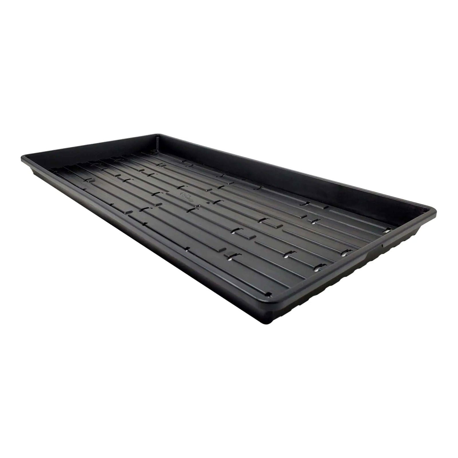 Black Bootstrap Farmer 1020 Microgreen Trays, shallow extra strength, durable 1020 trays for microgreen cultivation.