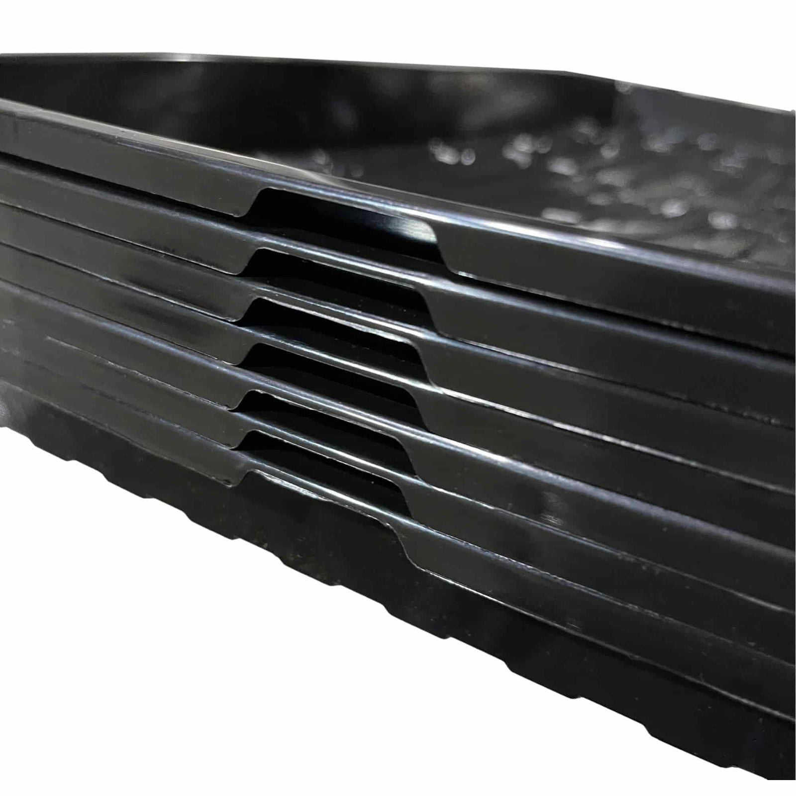 Black Bootstrap Farmer 1020 Microgreen Trays, shallow extra strength, sturdy black 1020 trays for microgreen cultivation.
