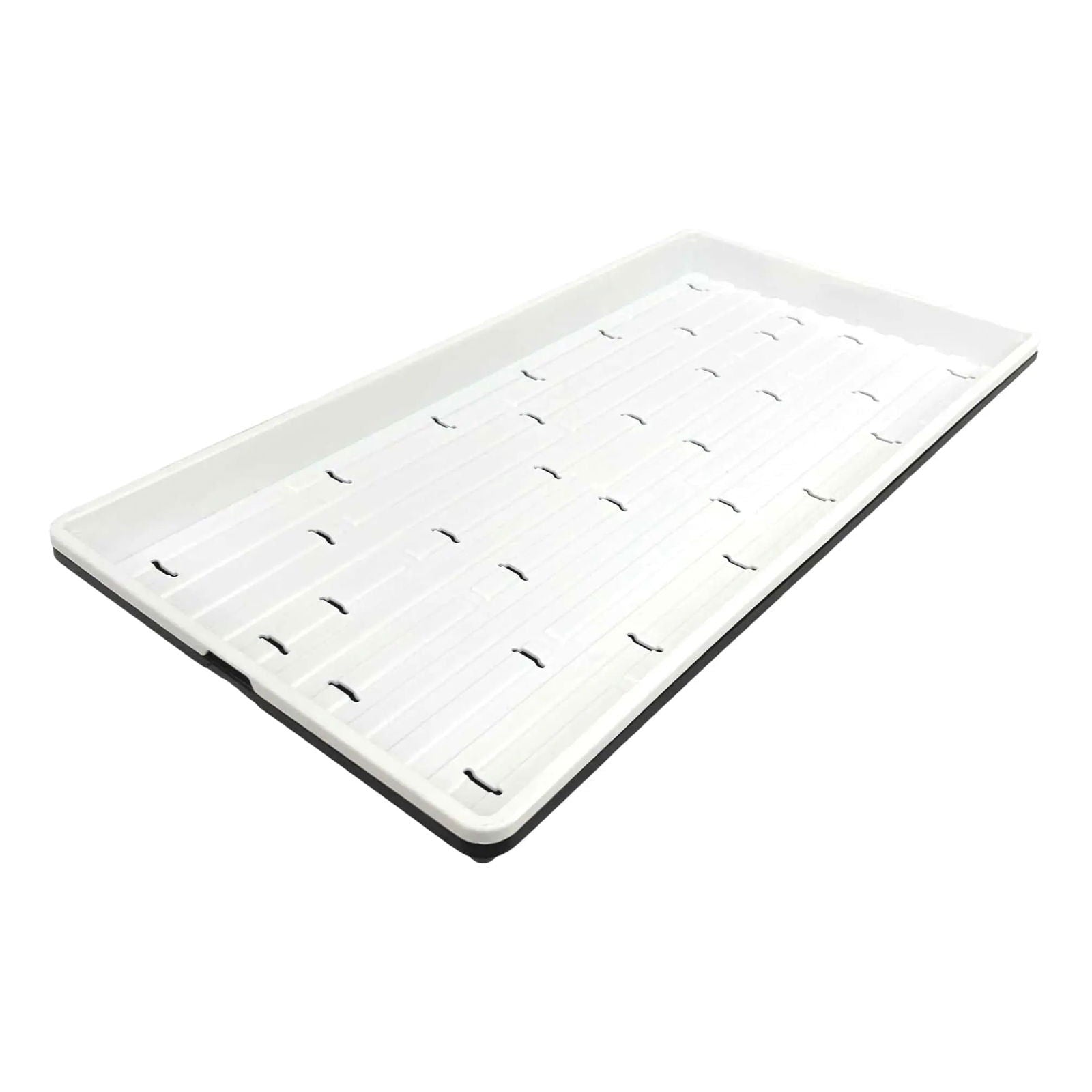 Black Bootstrap Farmer 1020 Microgreen Trays, shallow and extra strength, designed for easy microgreen cultivation.