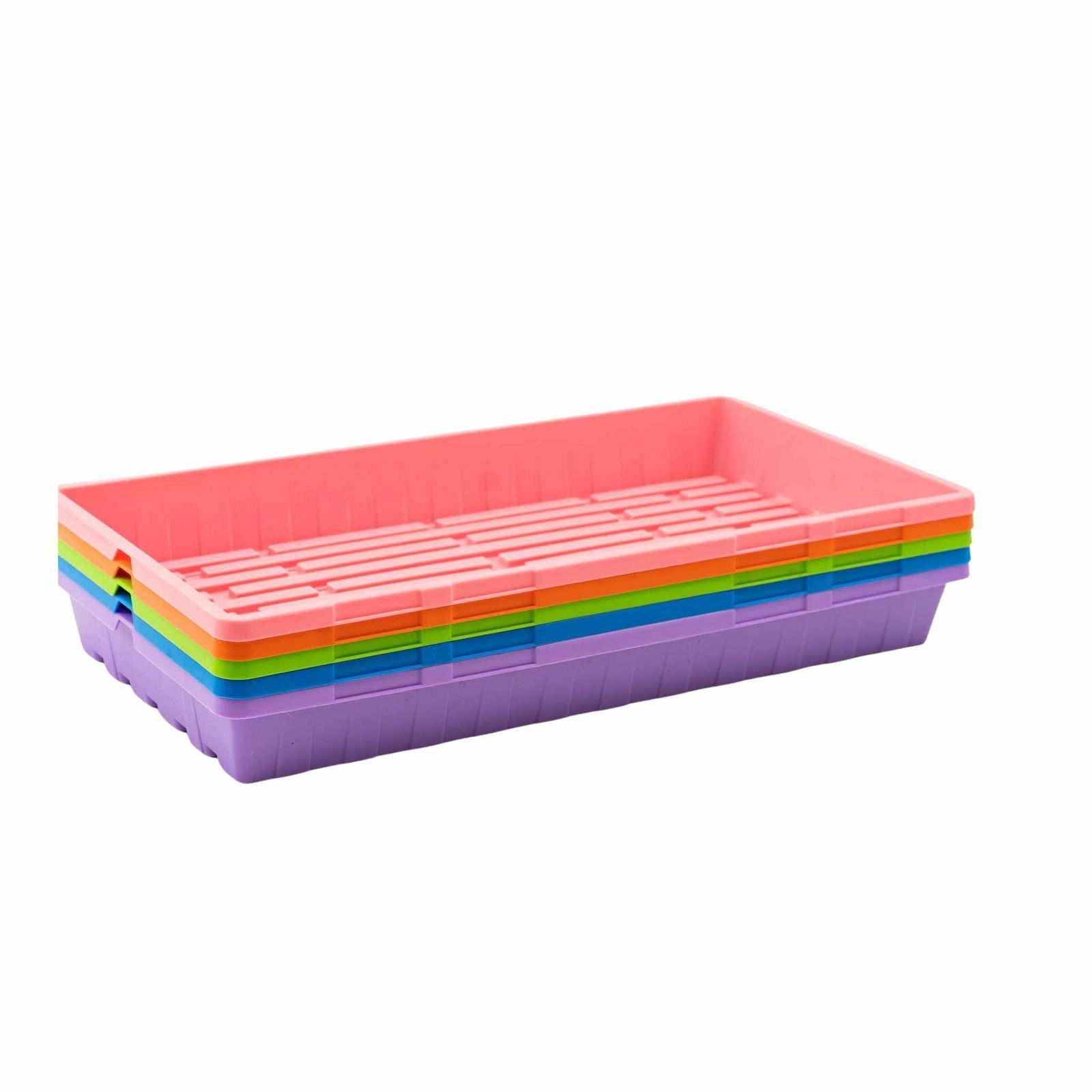 Blue Bootstrap Farmer 1020 seed starting tray with no holes, designed for efficient seed germination and transplanting.