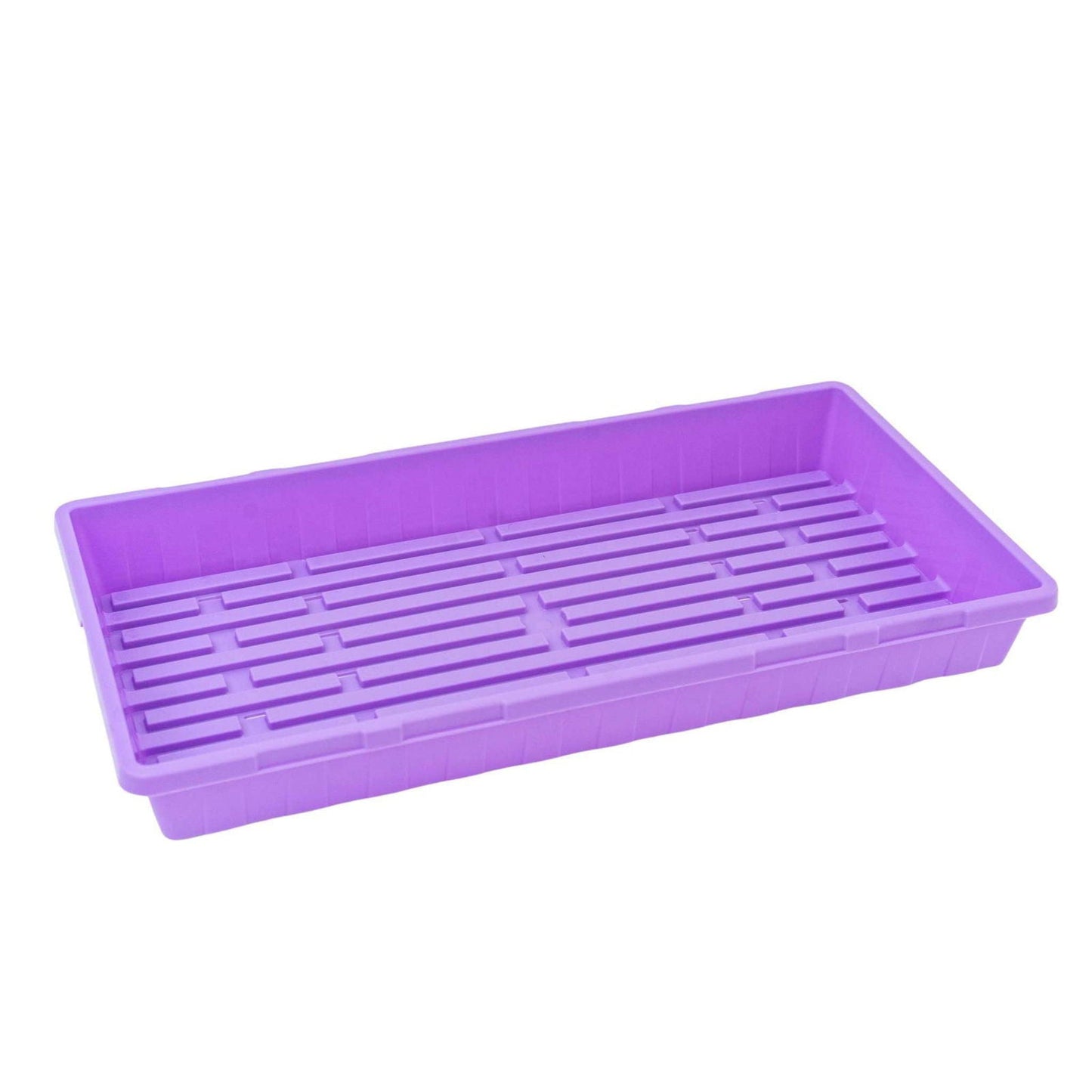 Blue Bootstrap Farmer 1020 Seed Starting Tray, colored plastic tray for seed propagation, no holes, durable and reusable.