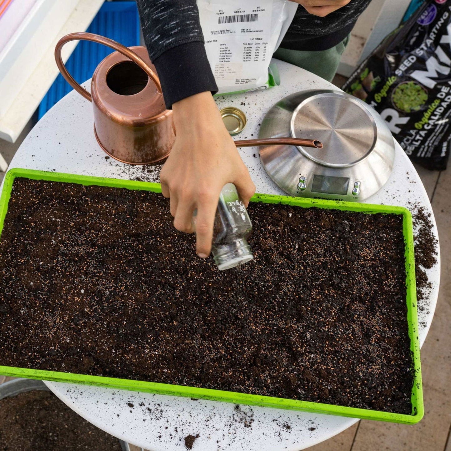 Bootstrap Farmer 1020 Microgreen Trays in vibrant colors, shallow extra strength design, perfect for growing microgreens.