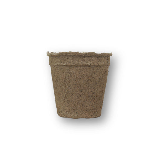 Bootstrap Farmer CowPots® #3 Round biodegradable plant pots arranged in a group, showcasing their natural texture and shape.