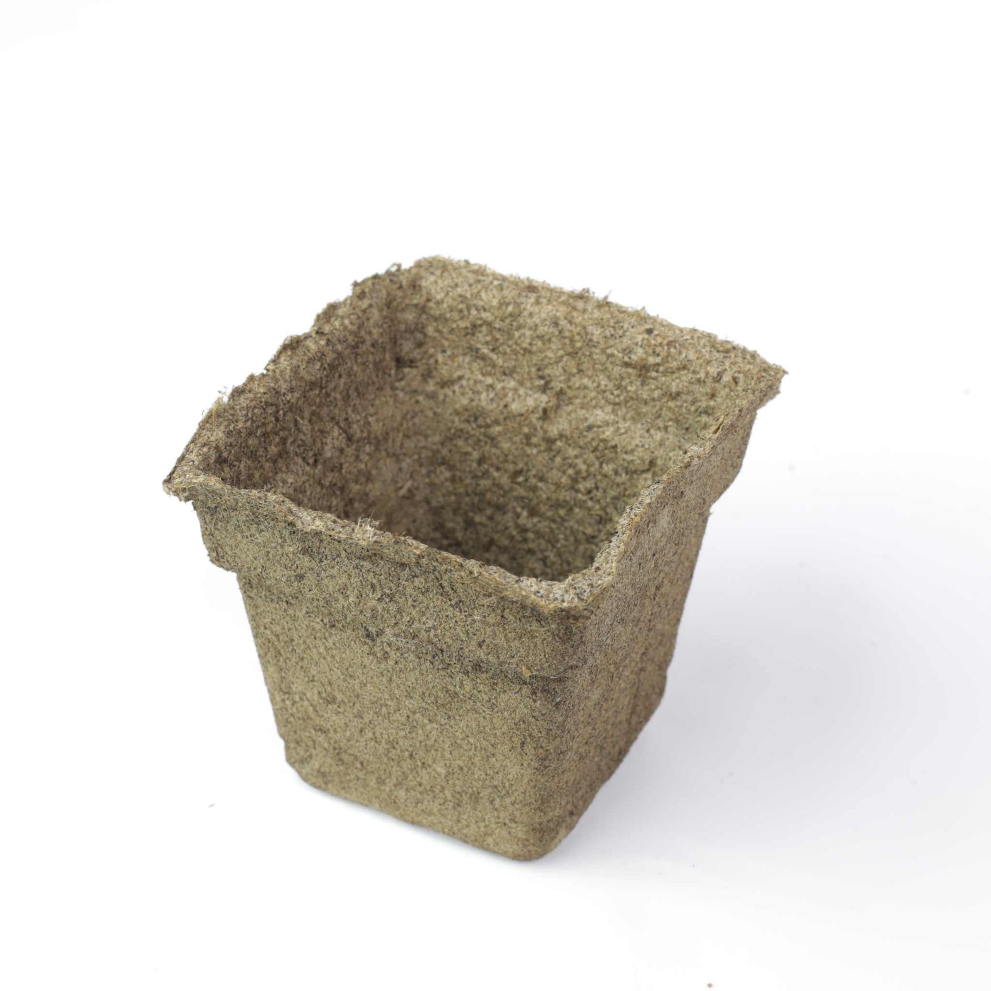 Four CowPots® #4 Square biodegradable planting pots from Bootstrap Farmer, displayed in a natural setting.